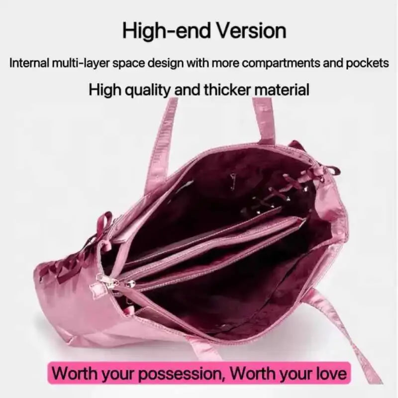 Japanese Sweet Women Ribbon Ita Bag Cute Lolita Girl Transparent Handbags Fashion Large Capacity Tote Bag Aesthetic Shoulder Bag