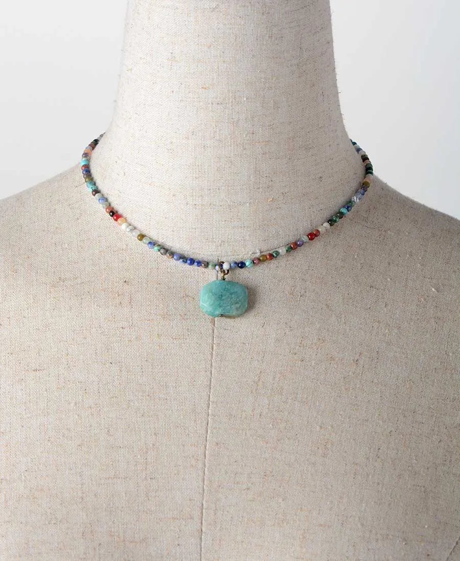 Natural Stone Pendant Necklace Geometric Amazonite Choker Necklace Jewelry Torques Necklace Gifts