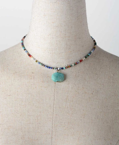 Natural Stone Pendant Necklace Geometric Amazonite Choker Necklace Jewelry Torques Necklace Gifts