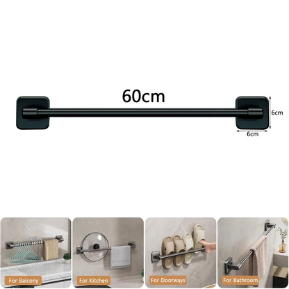 30/40/50/60cm Towel Bar Bathroom Nail-free Towel Rack Grey White Wall Mounted Bath Towel Rack Kitchen Pot Cover Rack Shoe Racks