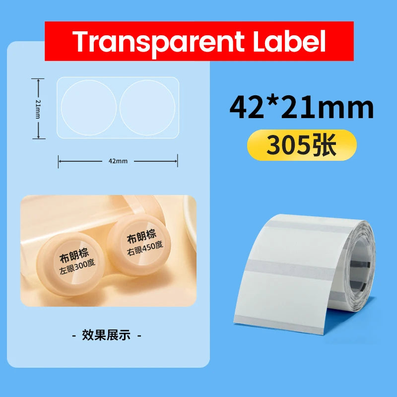 Niimbot Clear Sticker Thermal Paper Transparent Self-Adhesive for B1 B21 Label Maker Round Flower Pattern Waterproof Single Roll