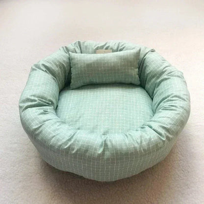 Round Pet Beds for Dogs Cats Soft Cloth Pet Mat with Pillow Animals Sleeping Cushions Sofa Puppy Small Cat House Dog Accessoires