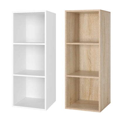 Getone Small Bookcase, White Bookshelf, 3 Cubes Storage Unit, Living Room Bookcase Wooden 30x30x80cm