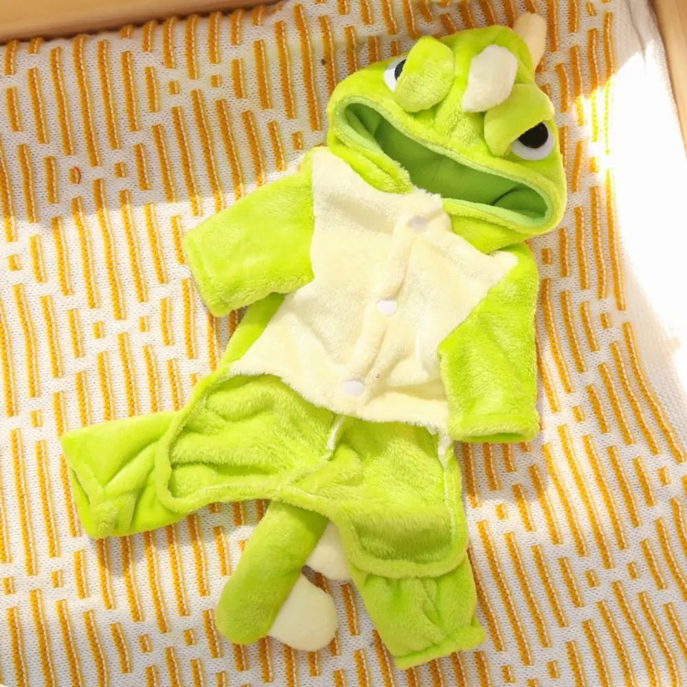 Pet Clothing Flannel Dog Warm Jumpsuits Dinosaur Shape Cute Puppy Pajamas Soft Comfortable Pet Dog Hoodie Indoor Wear
