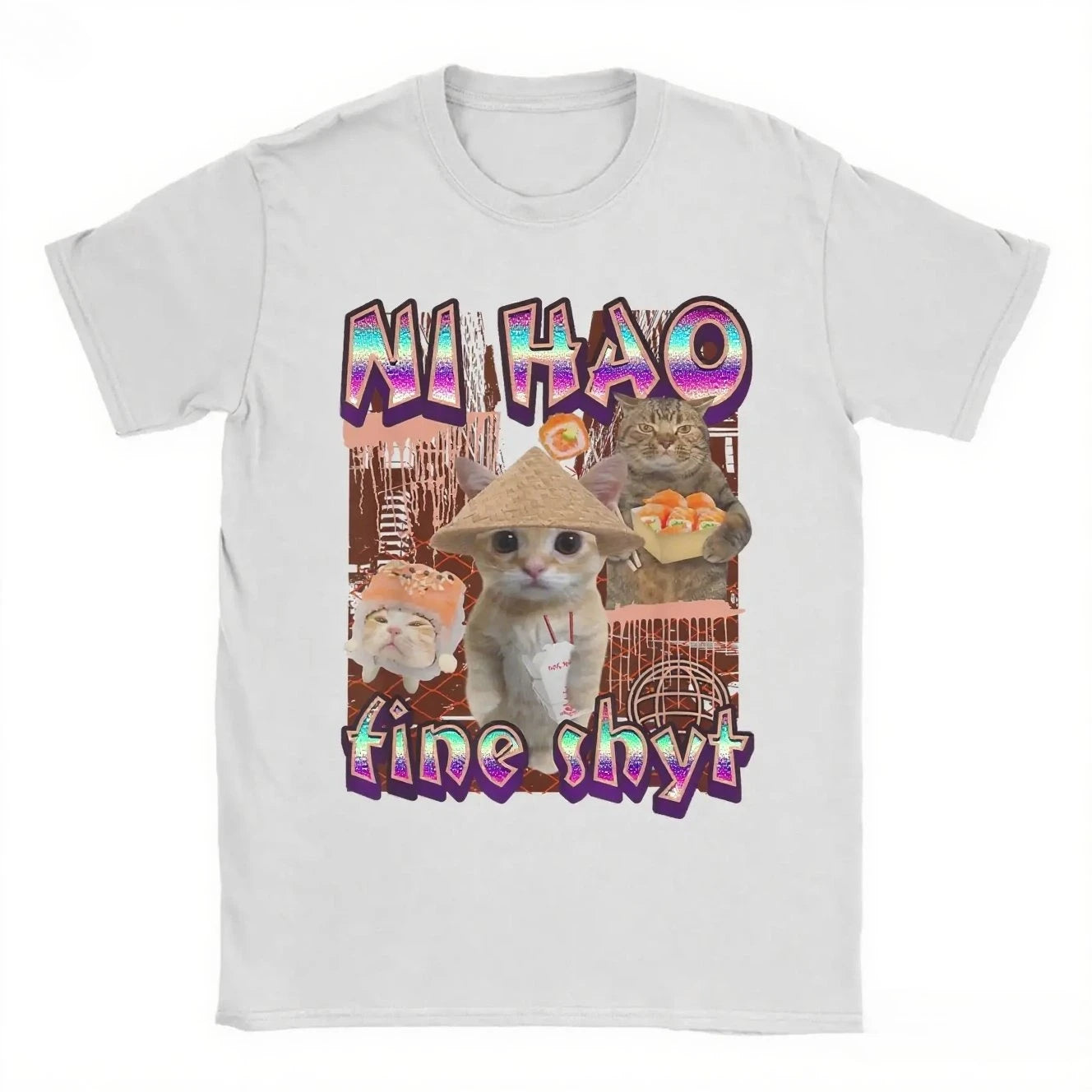 2025T-shirt men's and women's printed T-shirt funny cat summer clothes cotton summer clothes T-shirt high quality street clothes