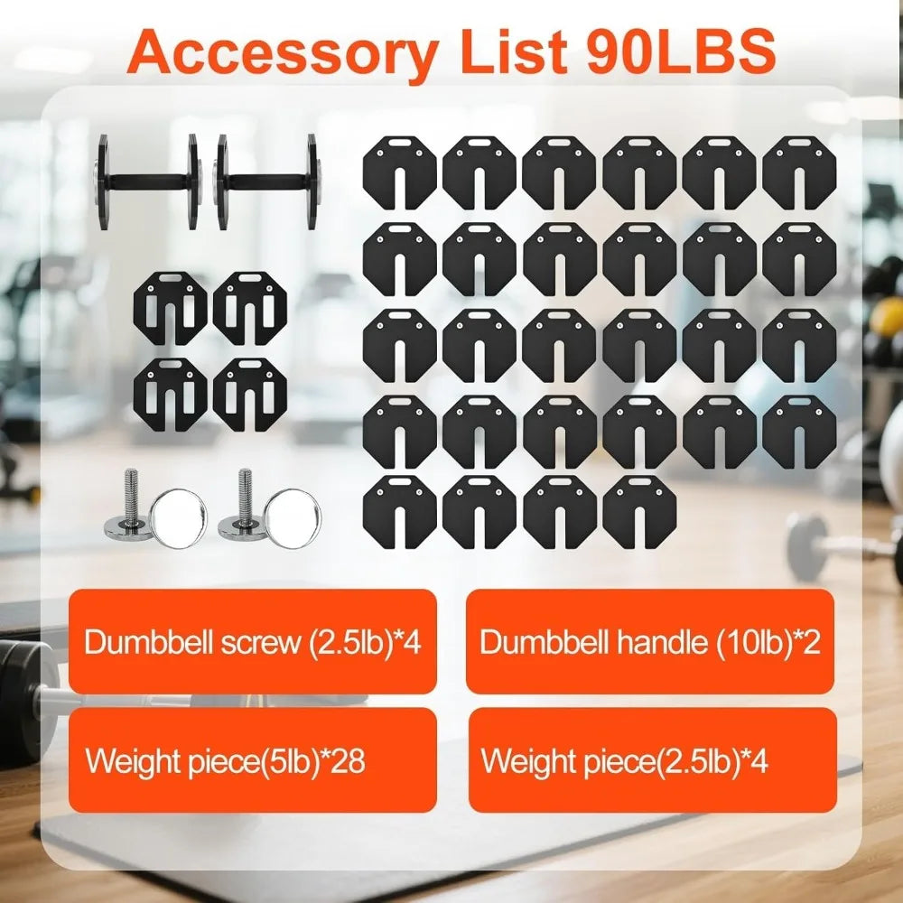 Adjustable Dumbbell Sets, Each 50LB Pairs Durable Steel Build, Free Weights Dumbbells Set of 2, Customized