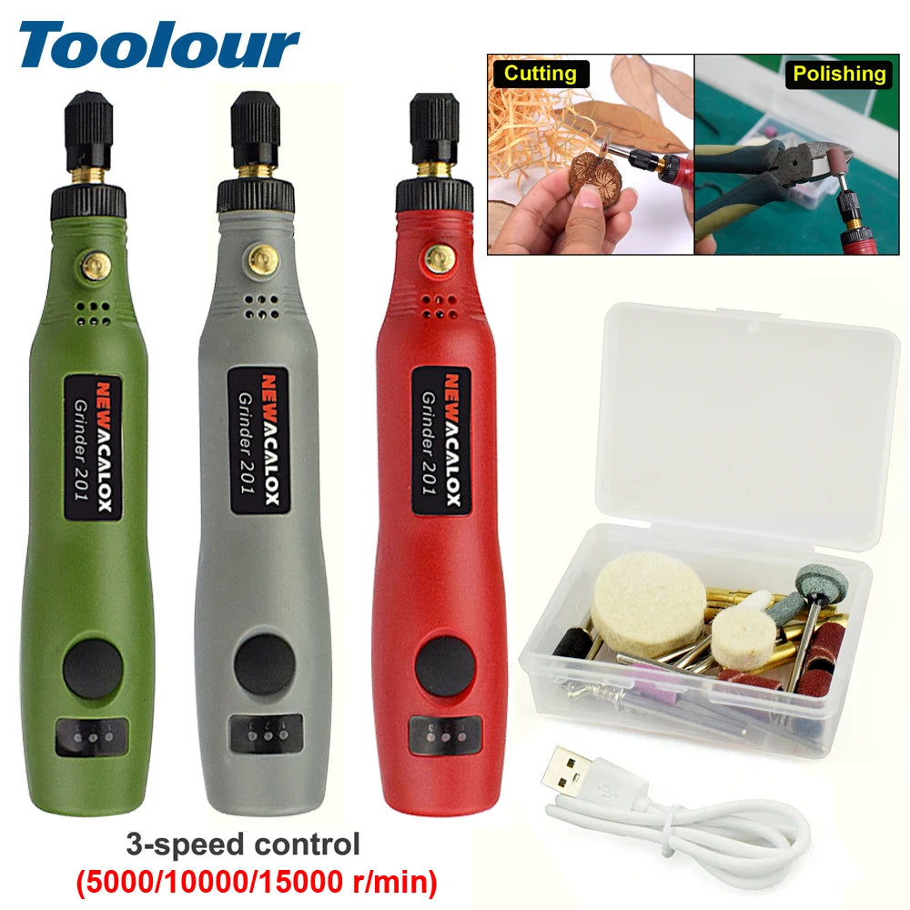 Toolour Cordless Rotary Tool Kit 26 Accessories 3-Speed Adjust Power Rotary Tools 5V 2A Electric Carving Pen for DIY Projects