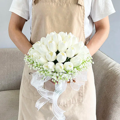 Bride Bouquet Wedding Flowers Bridal Bridesmaids PU Tulip Baby's Breath Artificial Flowers Table Centerpieces Prom Accessories