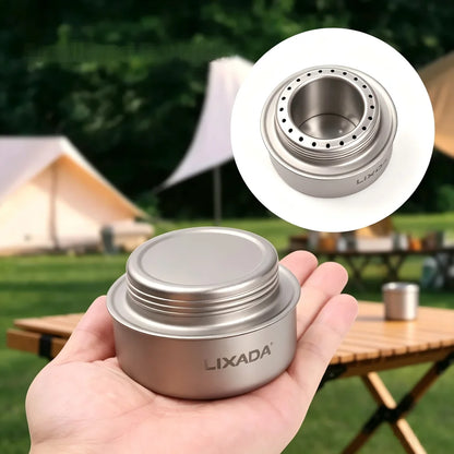 Portable Mini Alcohol Camping Stove with Foldable Stand, Stainless Steel Stove for Outdoor Picnic Emergency Heating Cooking