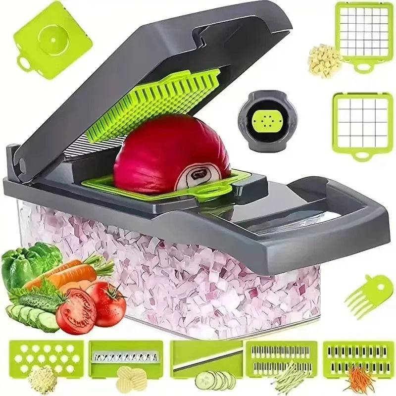 Multifunctional vegetable chopper 14 in one chopper handle food grate chopper kitchen vegetable slicer dicing machine cutting