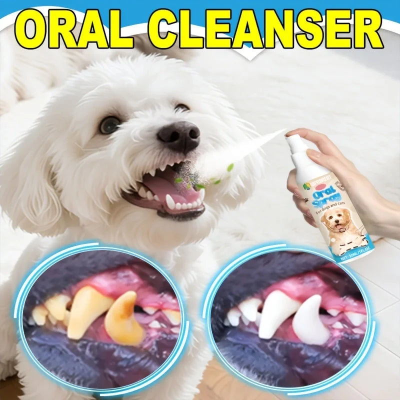 Pet Oral Cleanse Spray Dogs Cats Teeth Clean Deodorant Prevent Calculus Remove Kitten Bad Breath Pet Supplies Freshen Breath