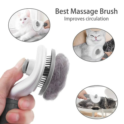 Dog Grooming Brush with Easy Clean Button, Pet Massage Comb for Effective Detangling and Hair Removal, Suitable for Dogs Cat
