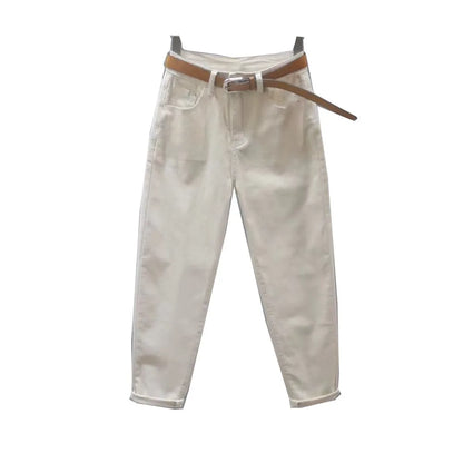 White Jeans Women's Loose Casual Harem Pants Spring Summer Korean Ankle-Length Denim Pants Lady Cowboy Trousers Khaki Black