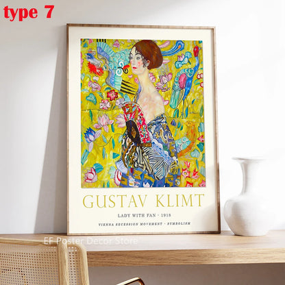 Floral Scenery Poster Exhibition Garden Aesthetic Prints Klimt Artwork Room Home Club Hallway Gallery Cafe Decor Wall Painting
