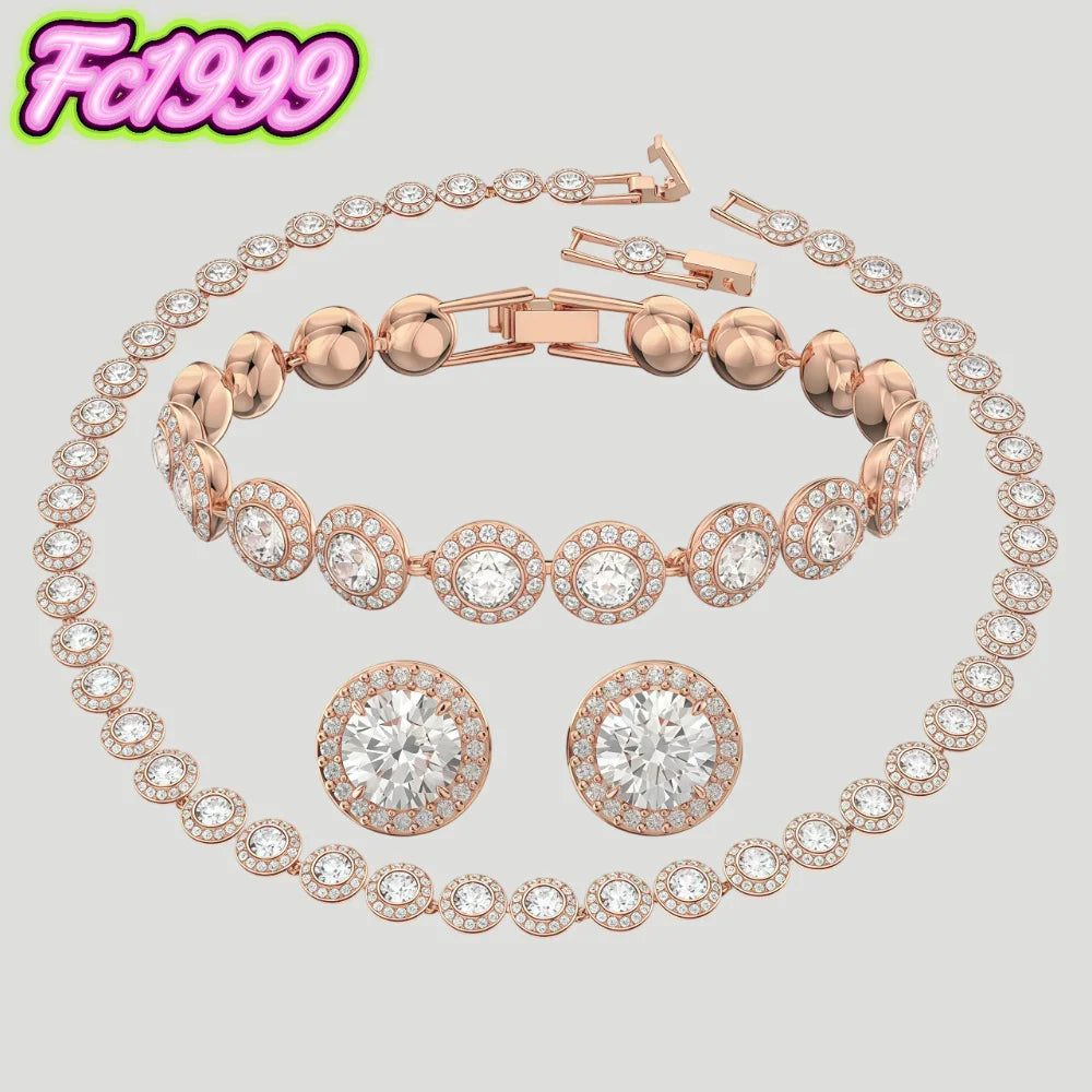 Top selling Round Jewelry Set, charms Earrings,Bracelet,Necklace, For Daily, Party, And Banquet Decor Wedding jewelry