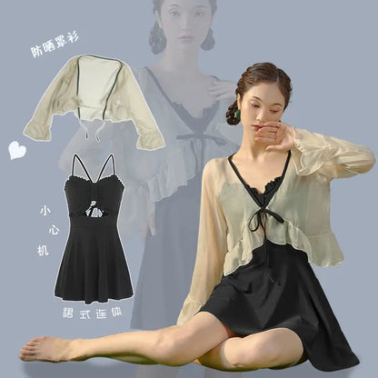 Cover-up Women Solid Slim Ulzzang Beach Style Sun-proof Colleges Swimwear Summer Retro Sexy Chic Casual Design Cozy Ins Holiday