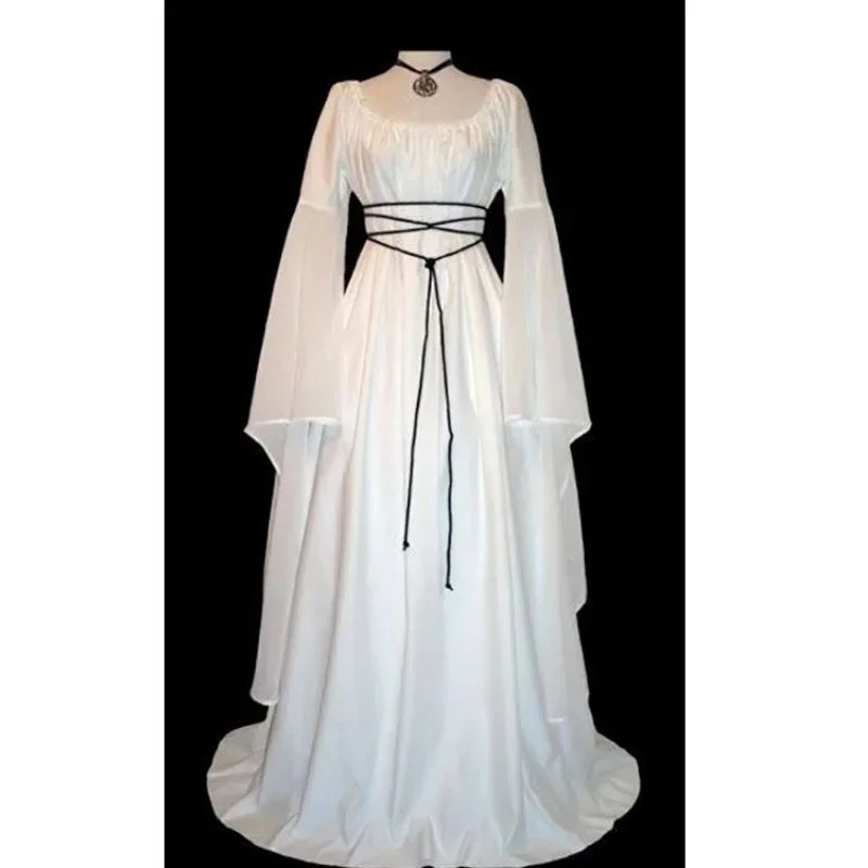Women Fashion Vintage Style Women Medieval Gothic Dress Floor Length Women Cosplay Dress Retro Long Gown Dress