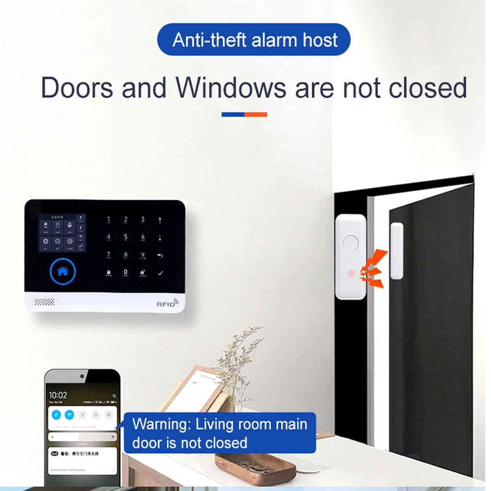 The new smart home security system in 2025, PG-103 4G Tuya APP wireless alarm system, WiFi GSM compatible with all 433MHz wirele
