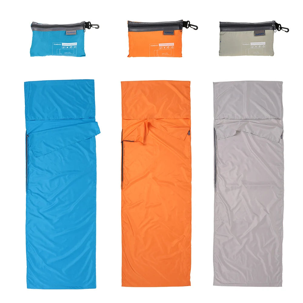 Outdoor Travel Camping Hiking Polyester Pongee Healthy Sleeping Bag Liner with Pillowcase Lightweight Business Trip Hotel