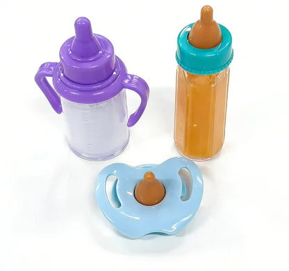 Large size Baby Doll Feeding Bottle Set Baby Care Toy Stroller 2pcs Milk And Juice Bottles With Toy Pacifier For Baby Dolls