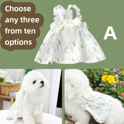 Any 3 pieces of clothing Summer Thin Luxury Dog Dresses Soft Breathable Mesh Pet Clothes Cute Puppy Dress Kitten Cat Skirt