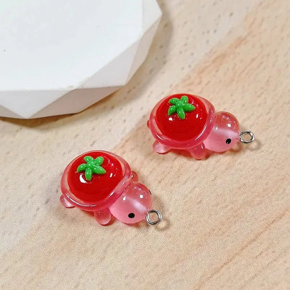 10pcs Luminous Fruit Turtle Resin Charms With Tomatoes Grapes Strawberry Pumpkins Animal Bracelet Pendant DIY Earring Jewelry