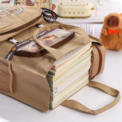 Student Stationery Bag Learning Bag Cartoon Pattern Textbook Storage Bag Large Capacity Lightweight Multi-functional Tote Bag
