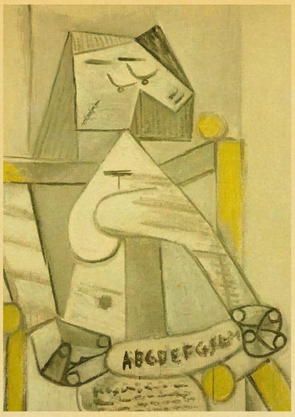 Abstract Painting Pablo Picasso Exhibition Kraft Paper Poster Art Prints Museum Modern Gallery Wall Picture Home Room Decor Gift