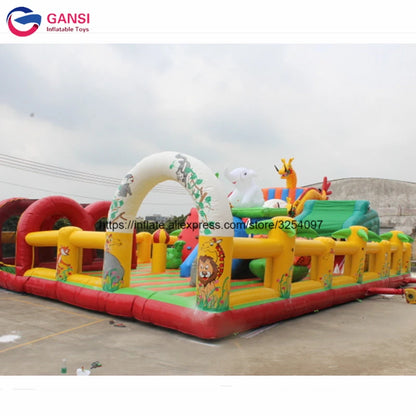 Outdoor Playground Game Inflatable Obstacle Course 20*15 Meters Giant Inflatable Fun City For Children
