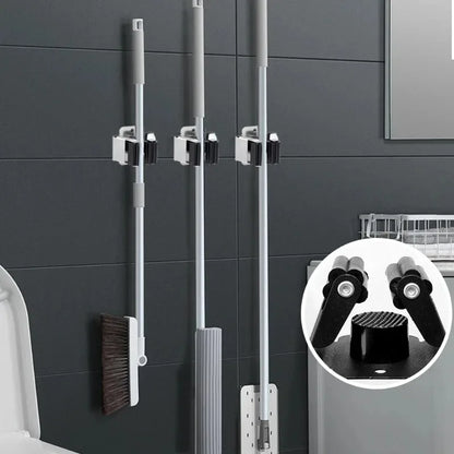 Wall Mounted Mop Broom Holder Clips Stainless Steel Heavy Duty Organizer Shelf Racks For Kitchen Bathroom Storage Hanging Hook