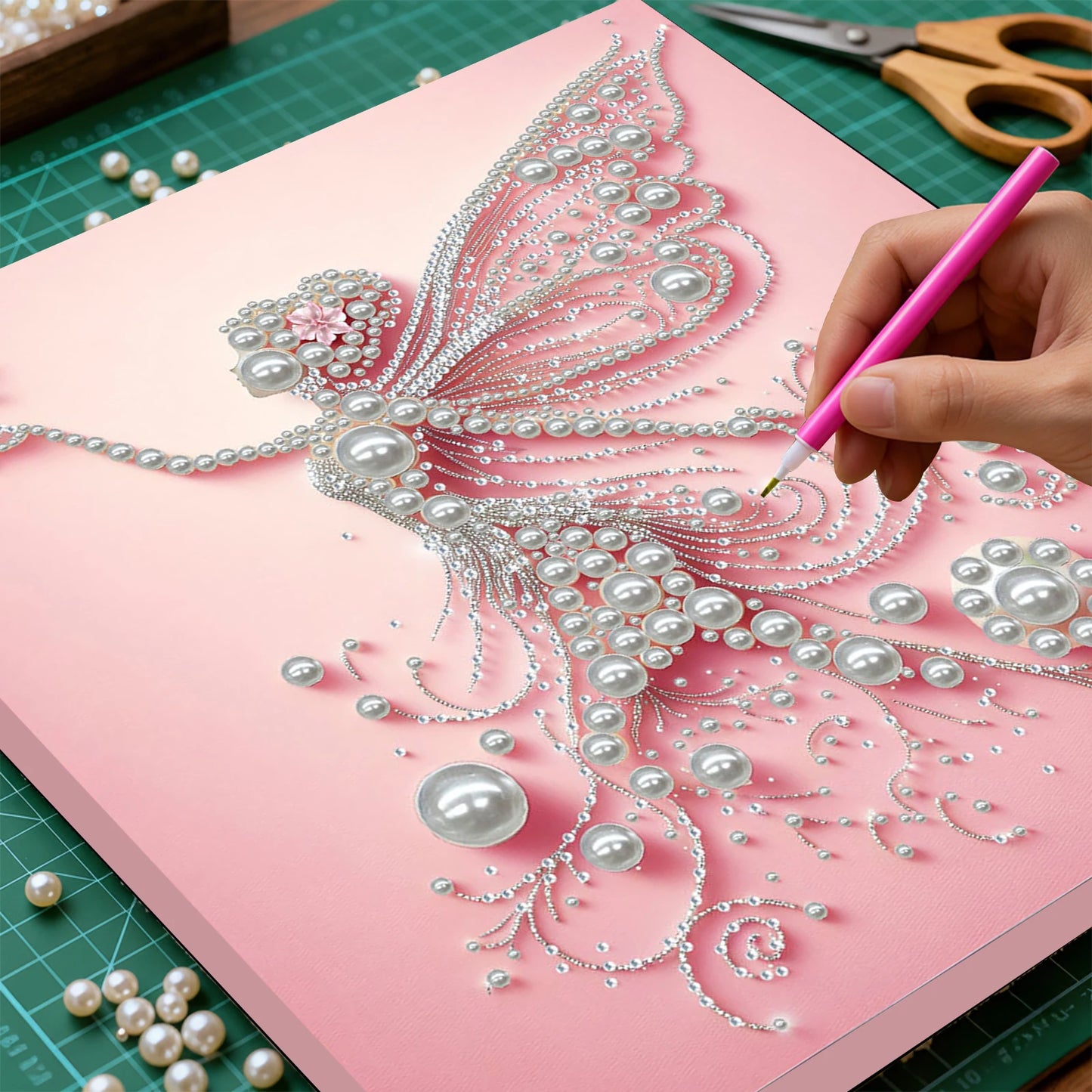 DIY Pearl Gem Paintings Picture Arts Craft for Adults/Beginners Gift Home Decor 30x30cm With Frame