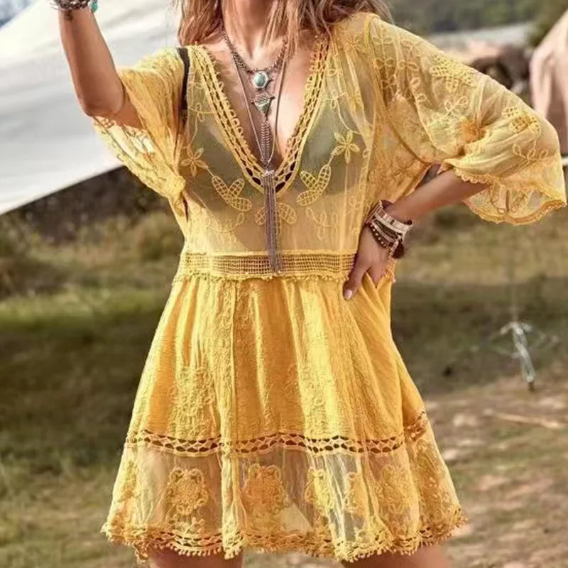 2025 Lace Beach Pareo wear Swim Suit Cover Up Playa  Tunics for  Tunic Swimwear Women