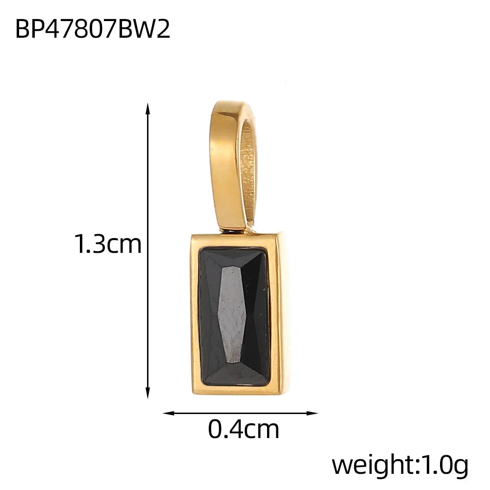 Classic Love Heart Square Zircon 12 Birthstone Pendant DIY Pendant Stainless Steel Waterproof Geometric Jewelry Birthday Gift