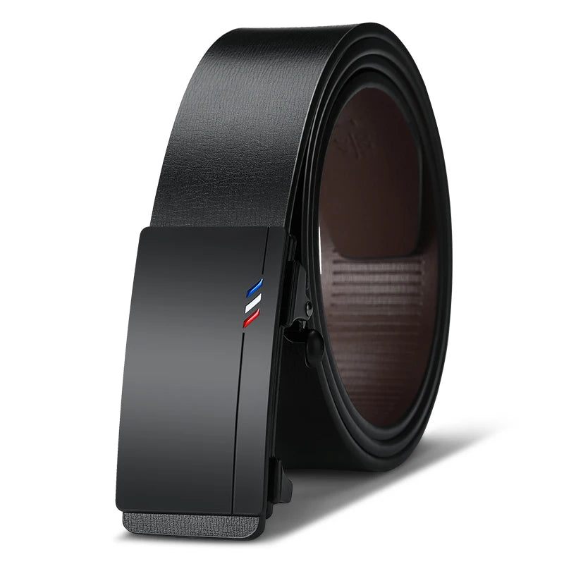 Men's Leather Belts Fashion Automatic Buckle Cowskin Male Belts Luxury Designer Black belt 105-160cm Plus Size Jeans Belt