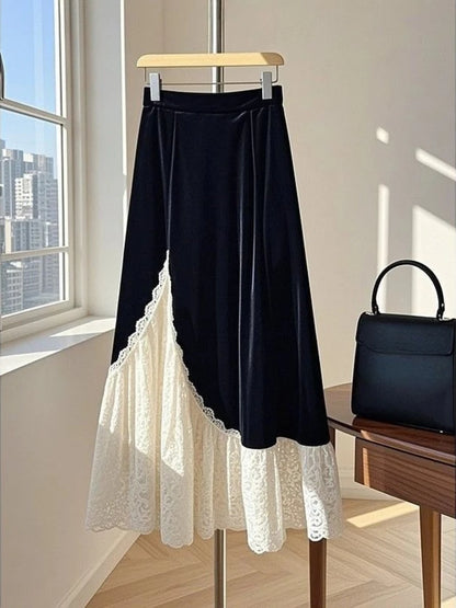 Vintage Long Pleated Skirts Y2k Spring French Elegant Slim Fit A-line Umbrella Design Skirt Faldas Mujer Korean Fashion Clothing