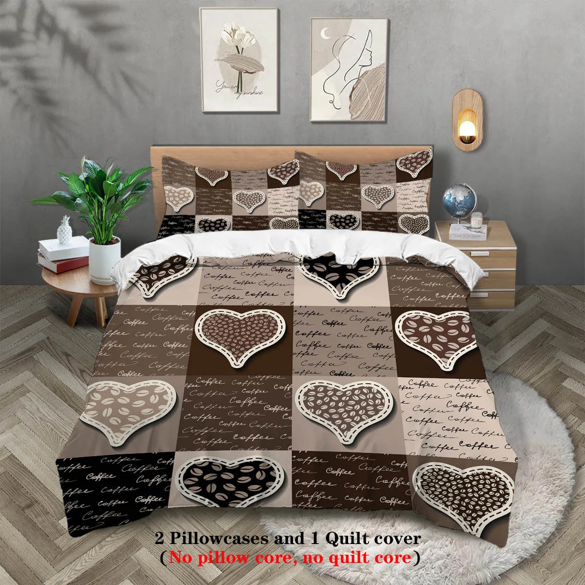Luxury 3PC Comforter Bedding Set - Soft Microfiber Bedspread Cover with Duvet Cover Pillowcases Bed Sheet Sets for Double/King