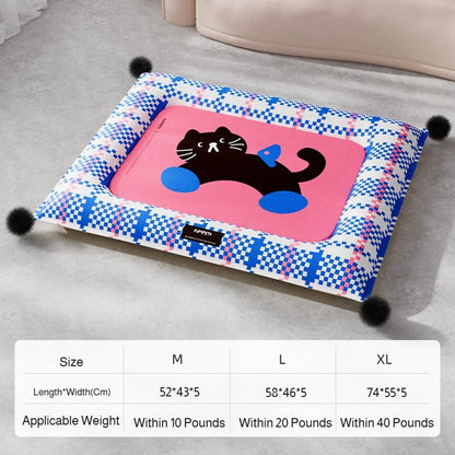 Pet Cooling Mat Double Sided Foldable Dog Bed Breathable Plaid Summer Pet Sleeping Pad Portable Washable Pet Pad for Dogs Cats