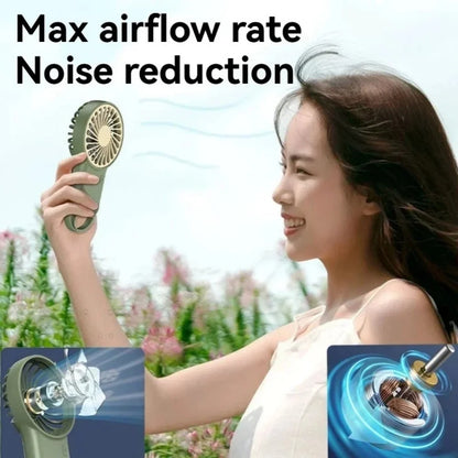 Portable Handheld Fan with Concealed Stand USB Rechargeable 3 Speeds Adjustable Cooling Fan for Home Office Outdoor Travel Use