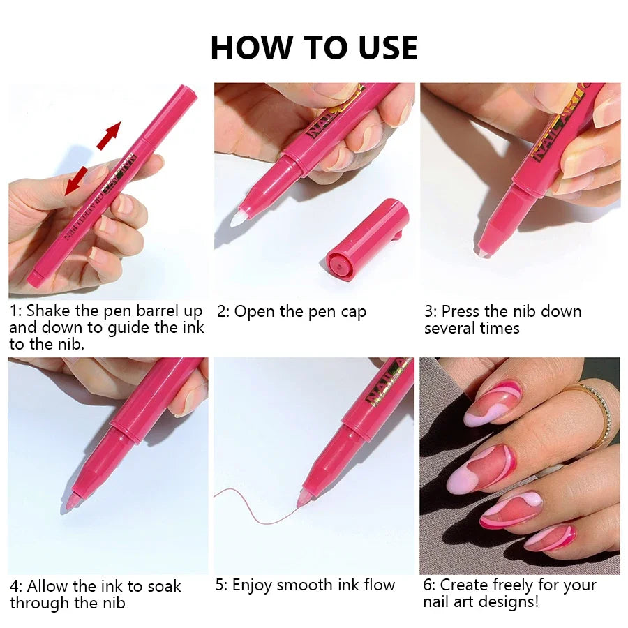 Nail Art Drawing Graffiti Pen, Liner Brush, 3D Abstract, DIY Flower Pattern, Beauty Manicure Tools
