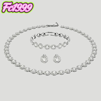 Top selling Round Jewelry Set, charms Earrings,Bracelet,Necklace, For Daily, Party, And Banquet Decor Wedding jewelry