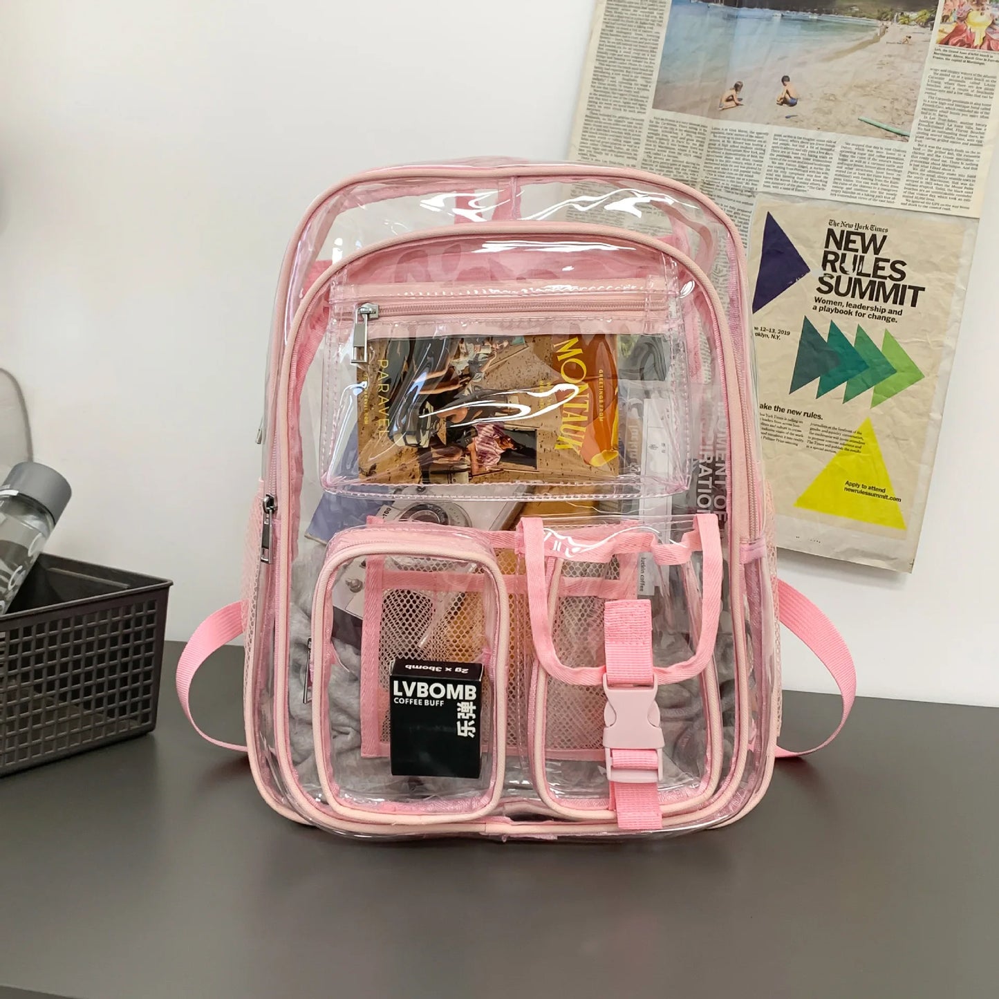 New Backpack Suitable for Schools, Heavy-duty PVC Transparent Bag Suitable for Sports Fields