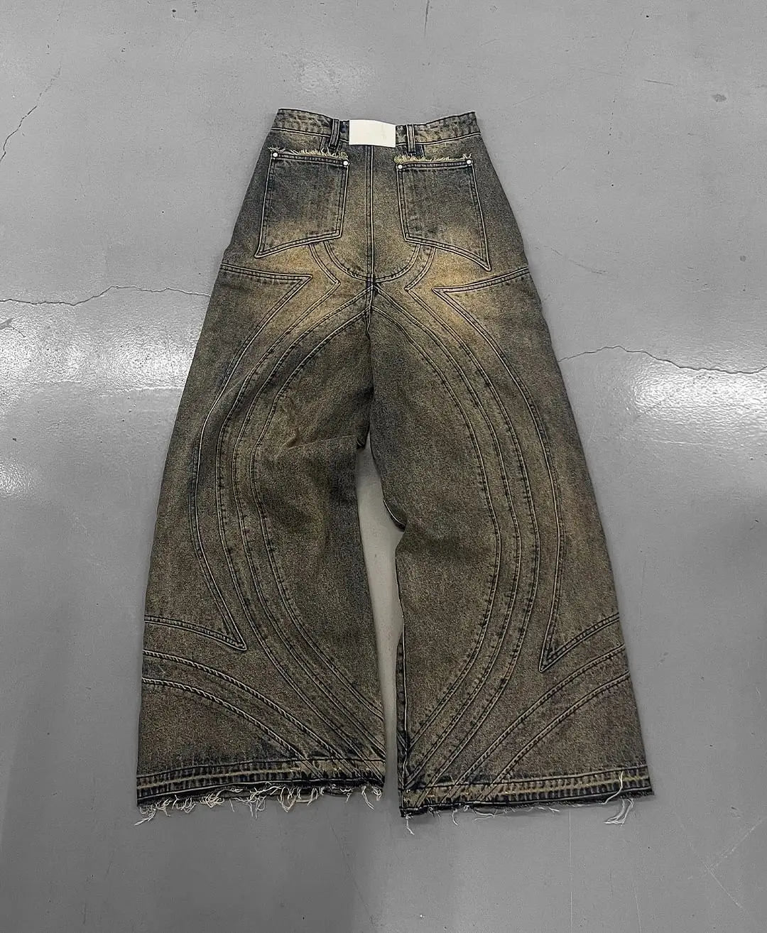 Oversized Stripes Retro Distressed Baggy Jeans Women High Waist Straight New Y2k Jeans Casual Gothic Men Denim Pants Streetwear