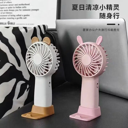 Portable Handheld Fan USB Rechargeable Silent Cooling Fan 3 Speed Adjustable Lightweight Mini Fan for Travel Office Home