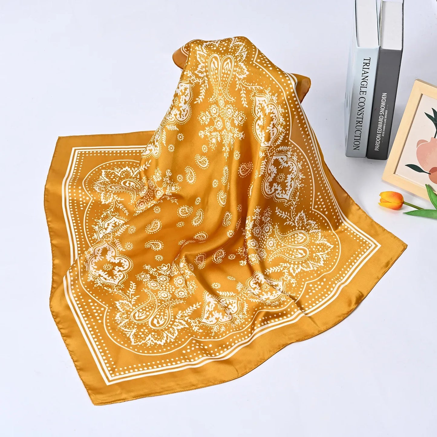 Syhood 70cm Square Satin Head Scarves Satin Bandanas for Women Satin Headband Scarves Silk Feeling Scarf Boho Headwear