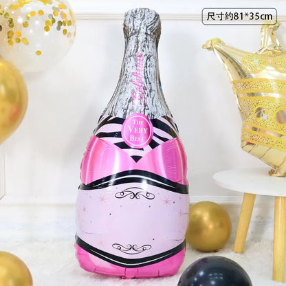 Pink Balloon Champagne Bowknot Wine Cup Wedding Birthday Party Decoration Adult Children Balloon Event Party Supplies