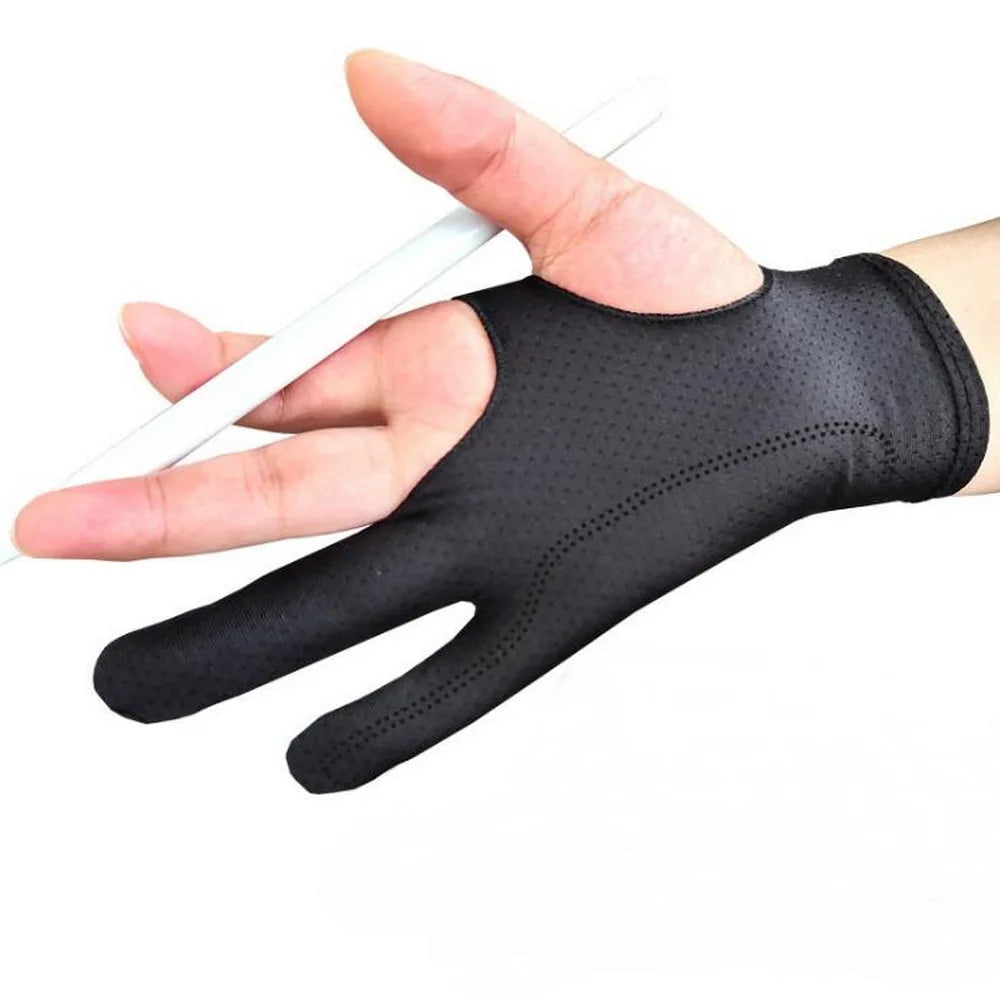 1PC Artist Drawing Glove for Any Graphics Drawing Table 2 Finger Anti-Fouling Both for Right and Left Hand Black Drawing Gloves