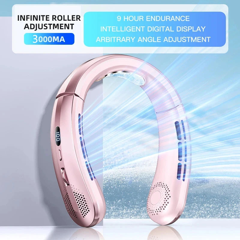 Hanging Neck Fan Digital Display Power Ventilador Bladeless Neckband Fan Portable Mini Air Cooler USB Rechargeable Electric Fans