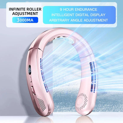 Hanging Neck Fan Digital Display Power Ventilador Bladeless Neckband Fan Portable Mini Air Cooler USB Rechargeable Electric Fans