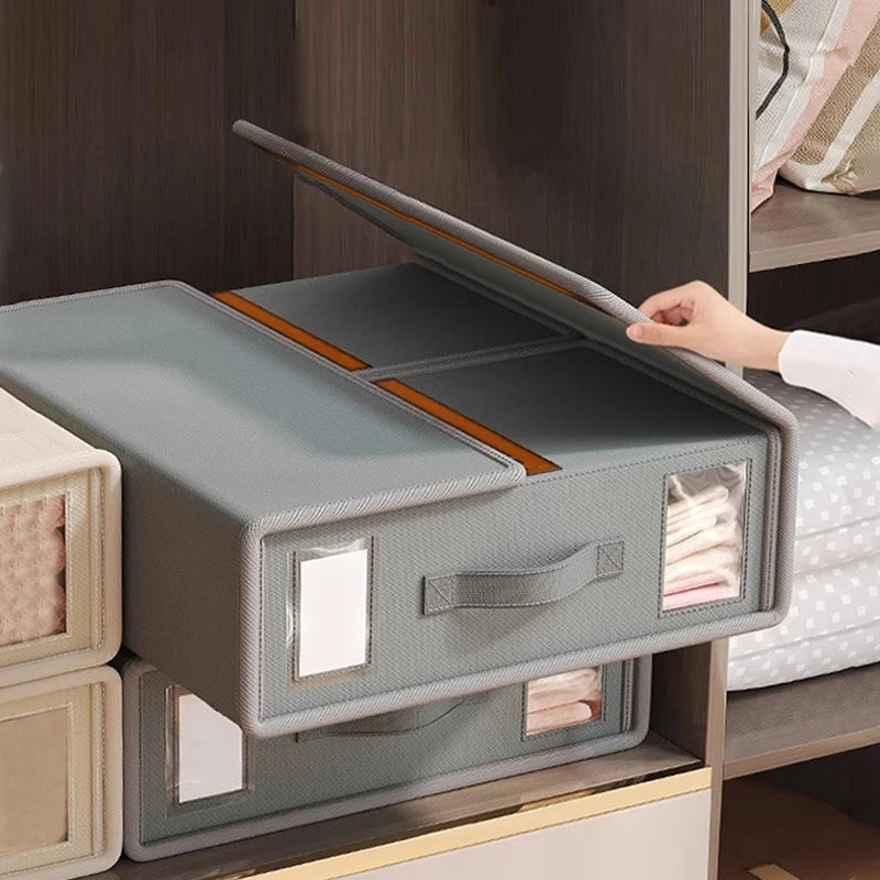 Bed Sheet Fabric Storage Box Foldable Breathable Moisture-proof Collapsible Storage Box Saving Space Household Storage Box