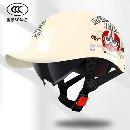 Motorcycle Helmet Retro German Classic Moto Helmet Casco Moto Half Helmet  Capacete De Moto with HD Visors